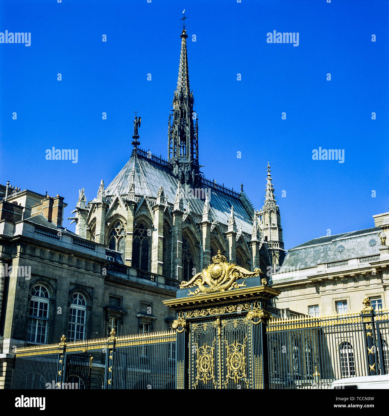 La Sainte Chapelle, Holy chapel, Palais de Justice, laws court golden gateway, Paris, France, Europe, Stock Photo