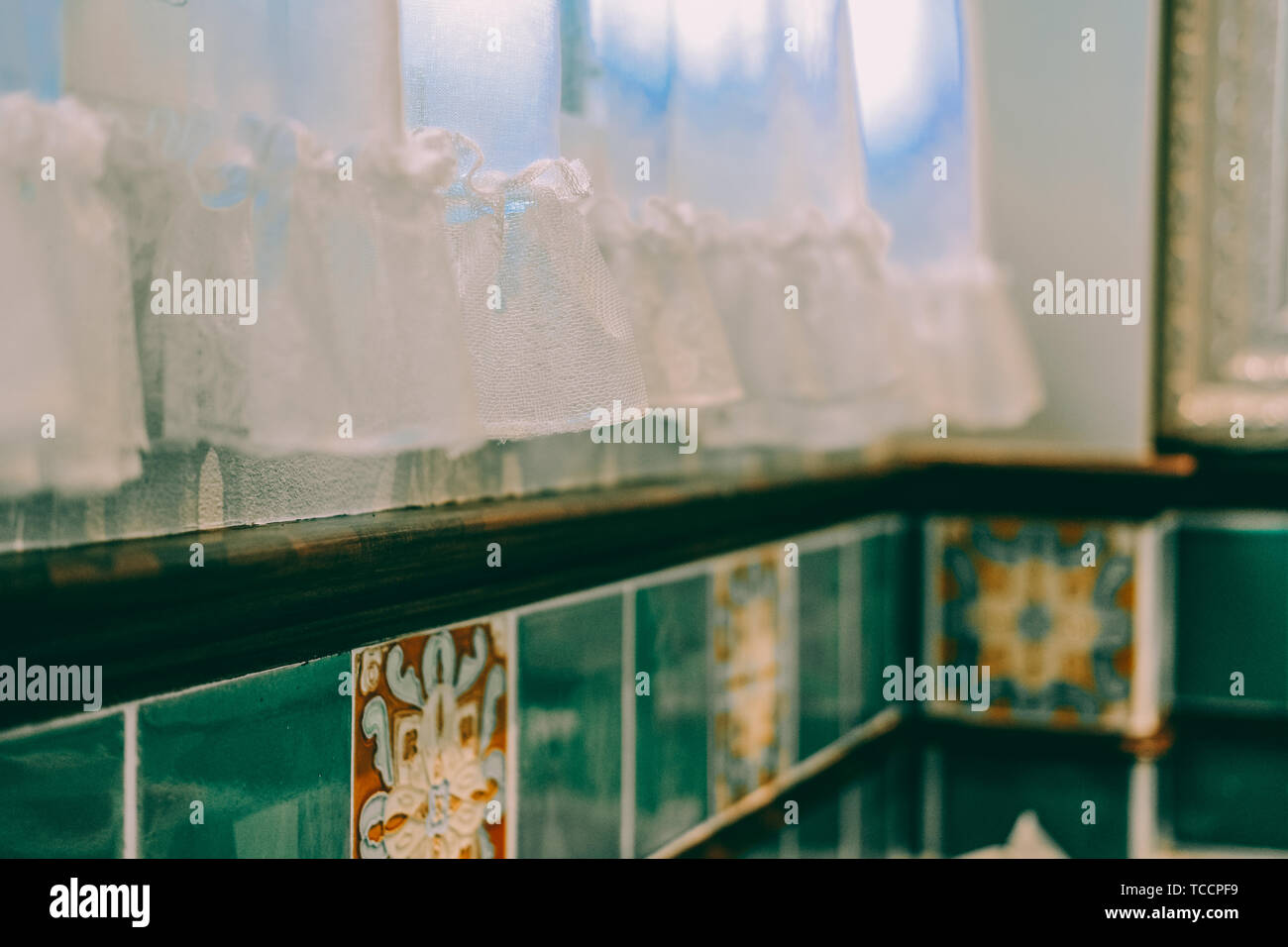 white see through window curtain in toilet bathroom Stock Photo - Alamy