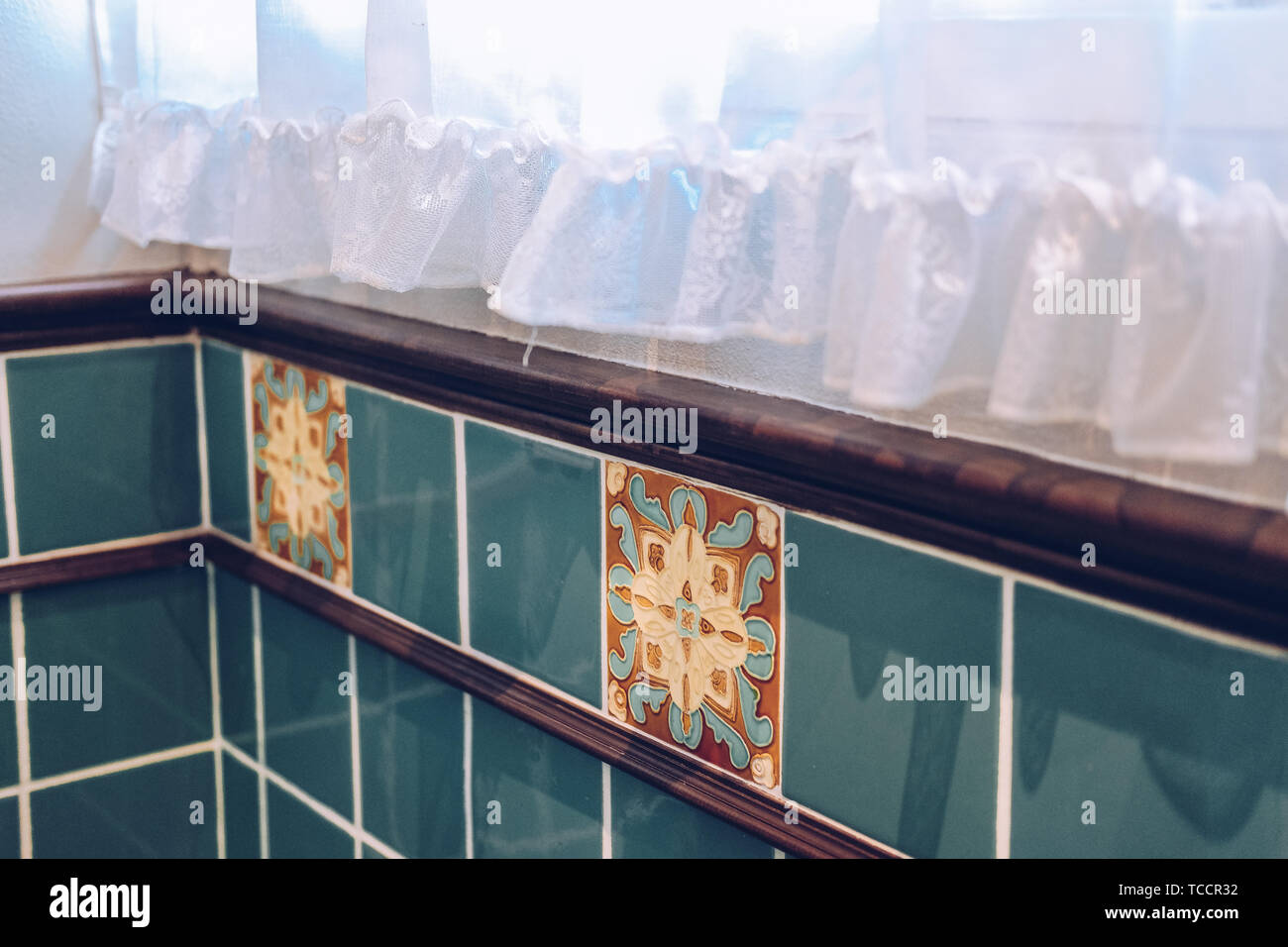 white see through window curtain in toilet bathroom Stock Photo - Alamy
