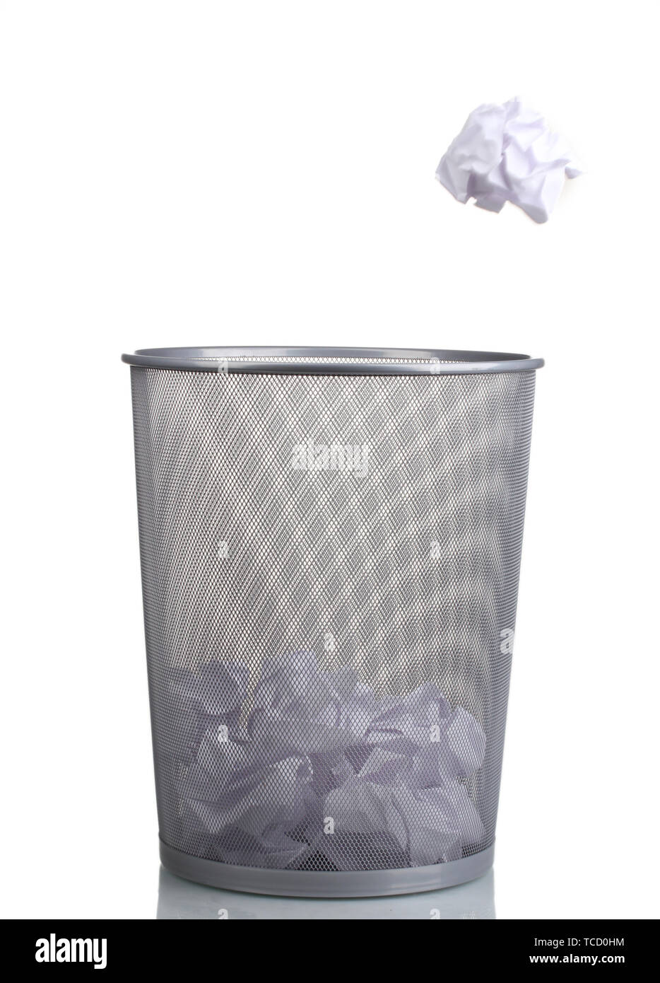 Metal trash bin from paper isolated on white Stock Photo - Alamy