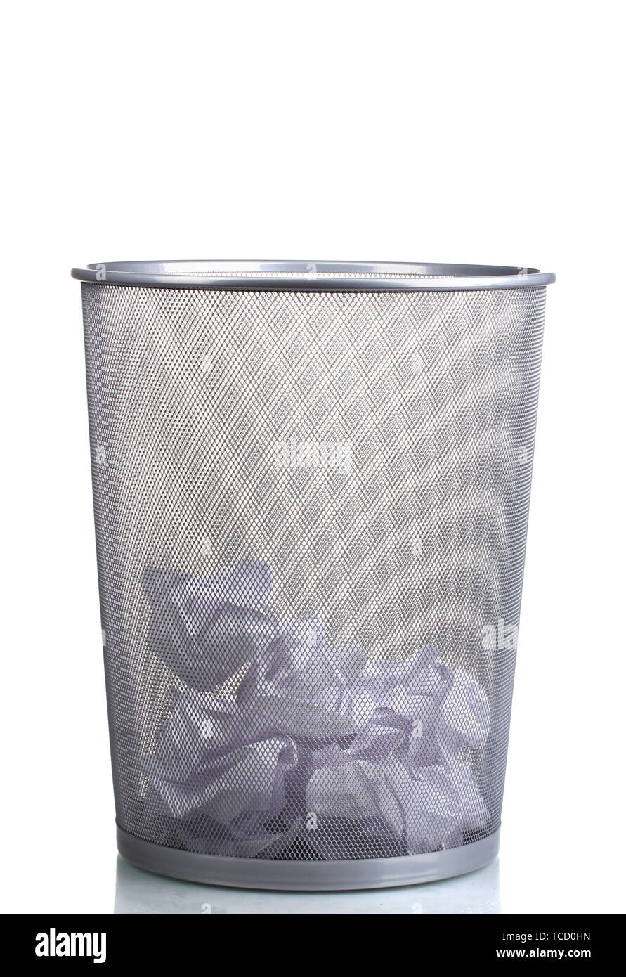 Metal trash bin from paper isolated on white Stock Photo - Alamy