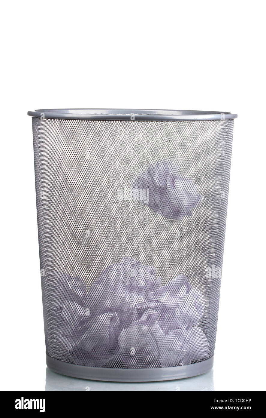 Metal trash bin from paper isolated on white Stock Photo - Alamy