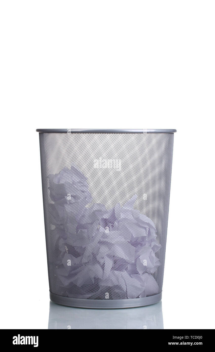 Metal trash bin from paper isolated on white Stock Photo - Alamy