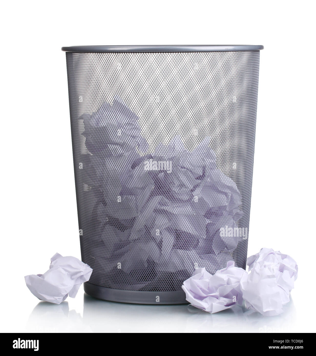 Metal trash bin from paper isolated on white Stock Photo - Alamy
