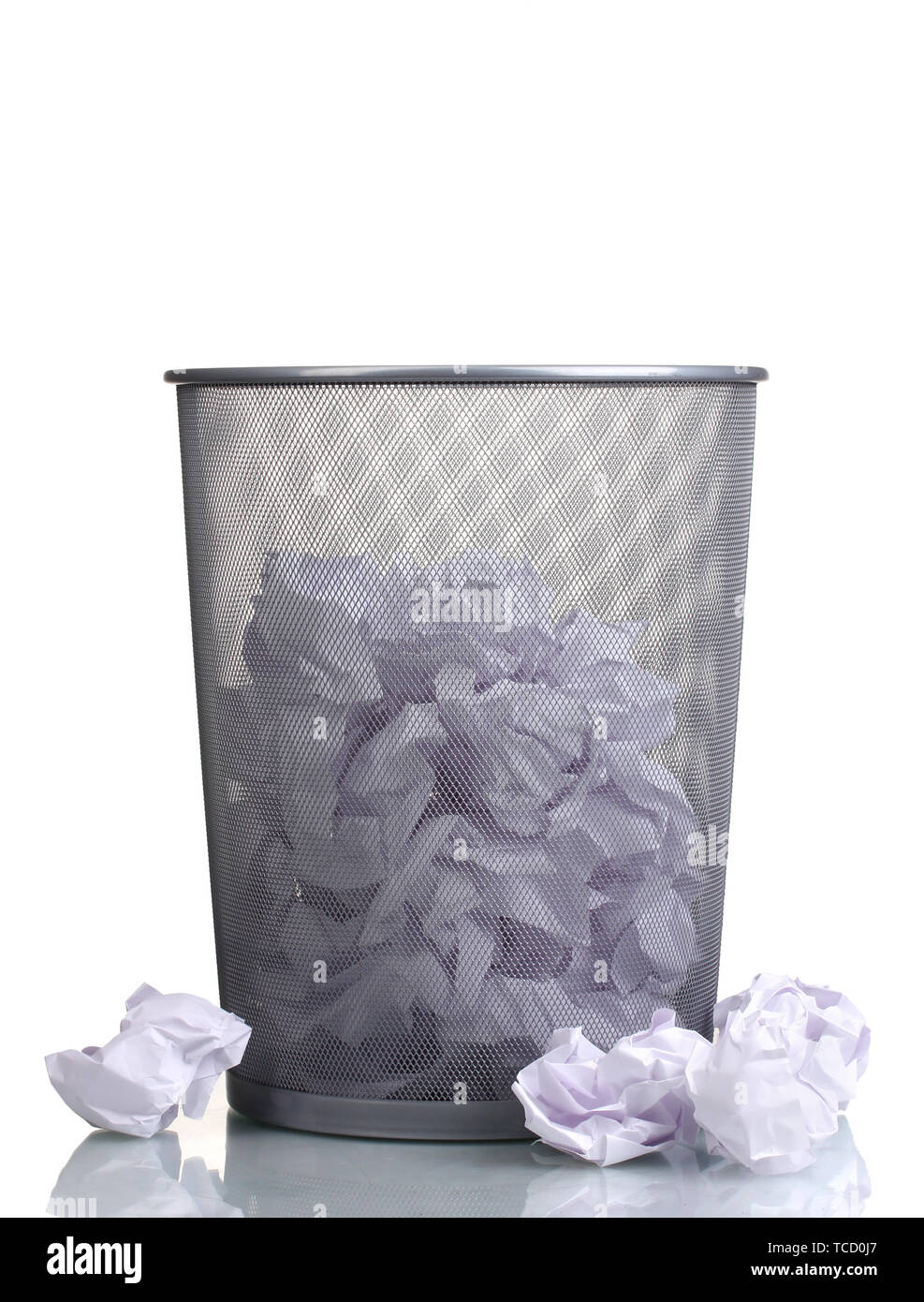 Metal trash bin from paper isolated on white Stock Photo - Alamy