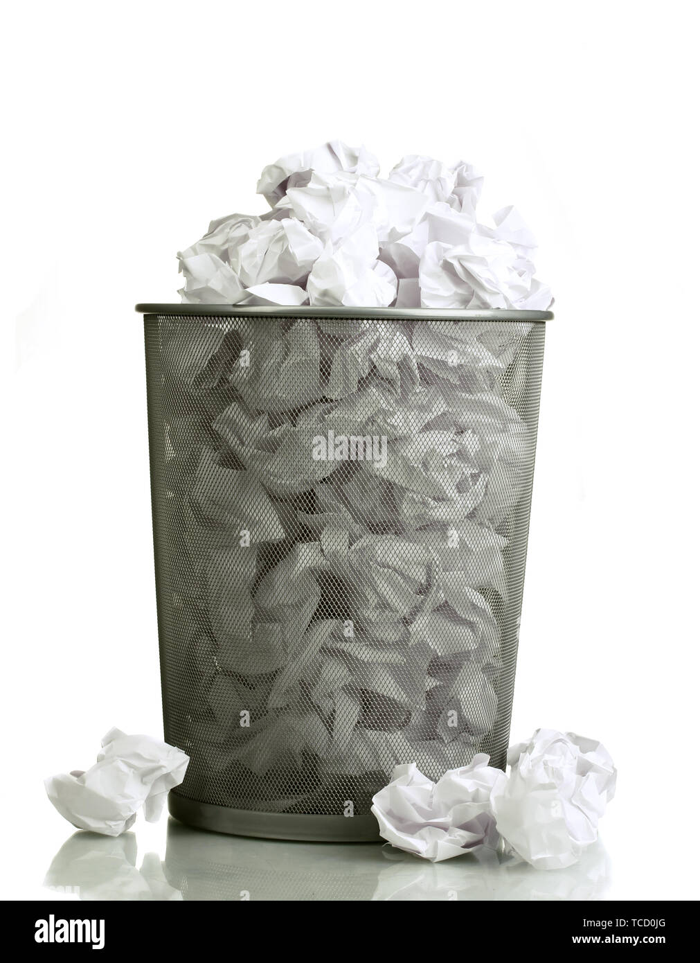 Metal trash bin from paper isolated on white Stock Photo - Alamy
