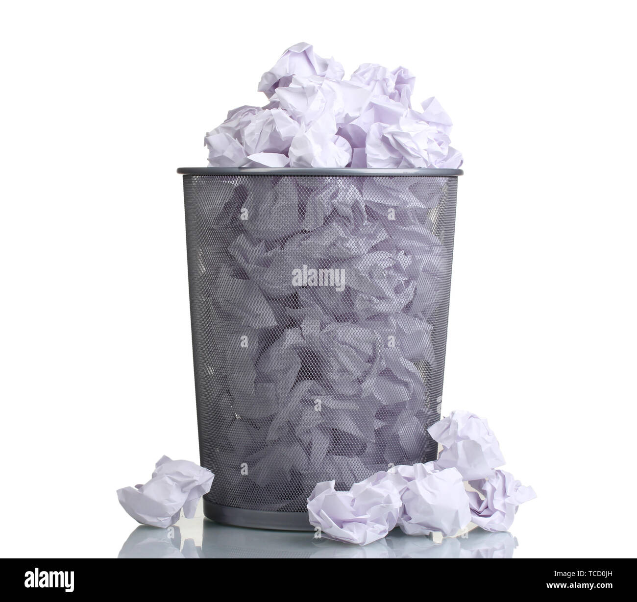 Metal trash bin from paper isolated on white Stock Photo - Alamy