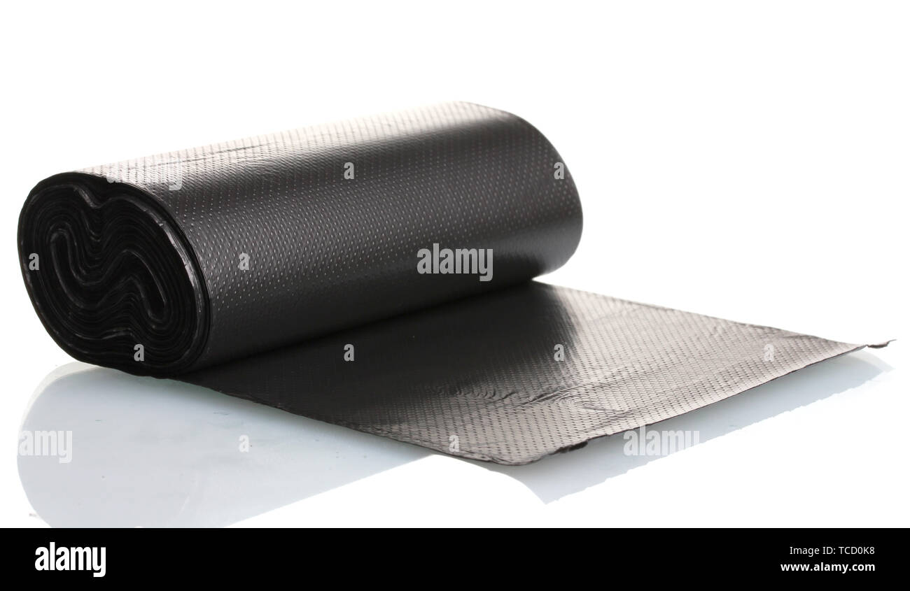 Roll of black garbage bags isolated on white Stock Photo - Alamy