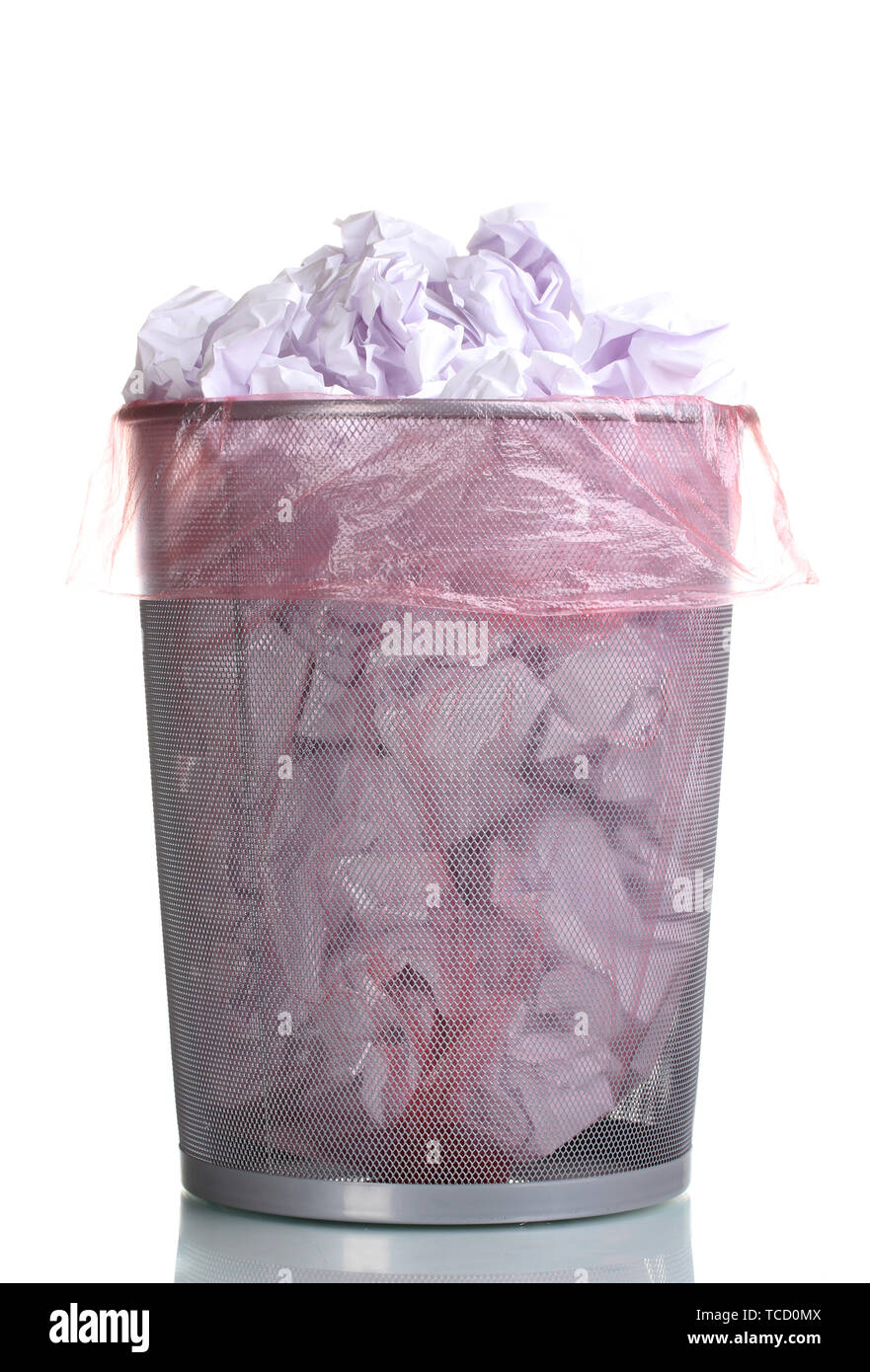 Metal trash bin from paper isolated on white Stock Photo - Alamy