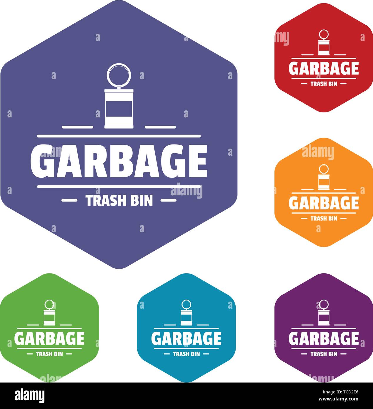 Bin trash garbage icons vector hexahedron Stock Vector