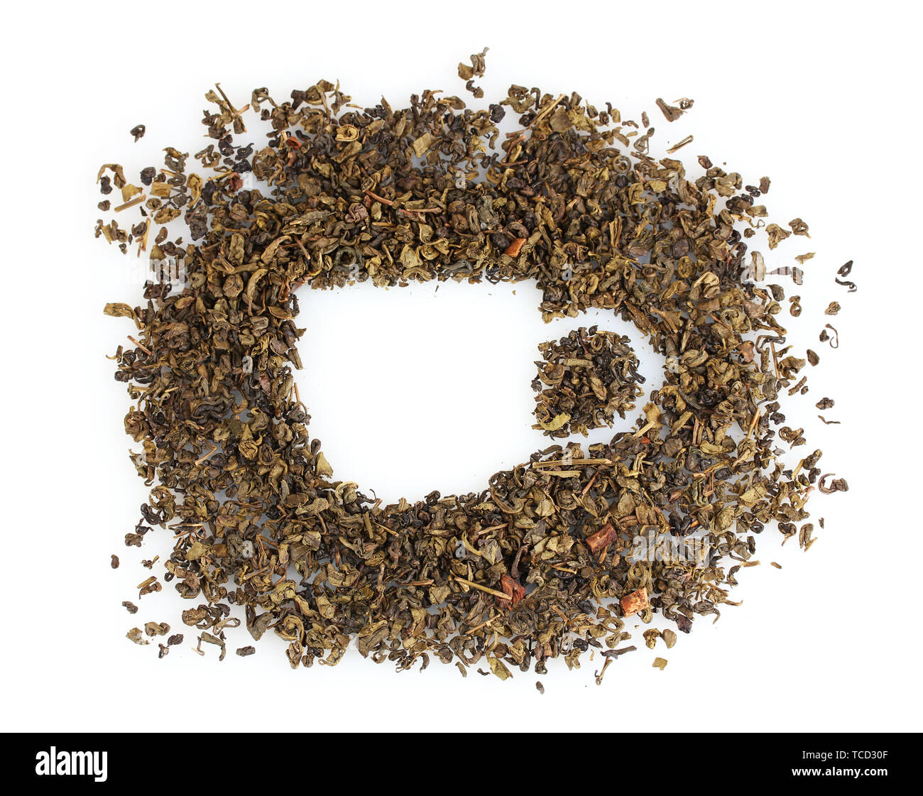green dry tea cup shape isolated on white Stock Photo - Alamy