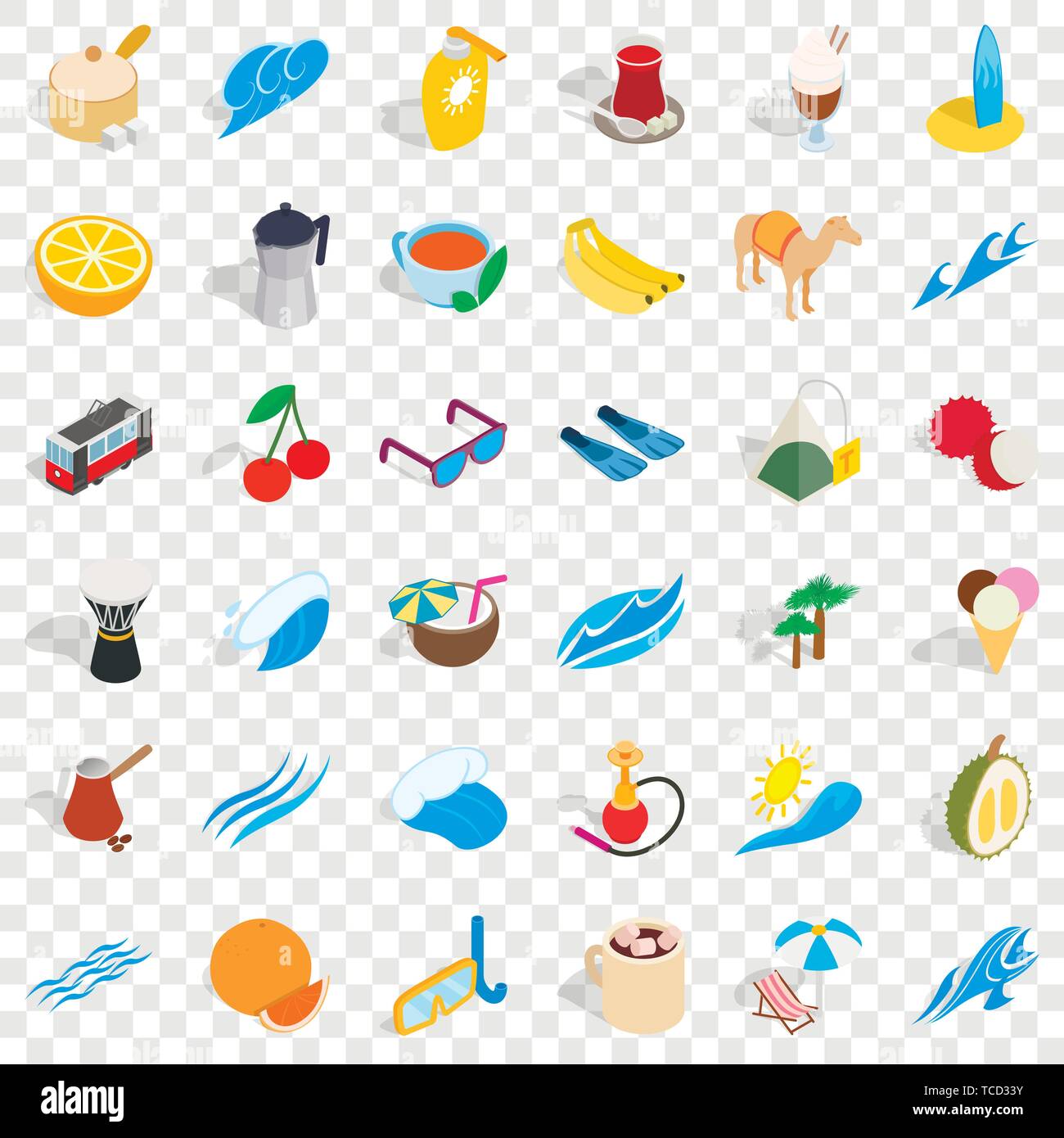 Ankara icons set, isometric style Stock Vector