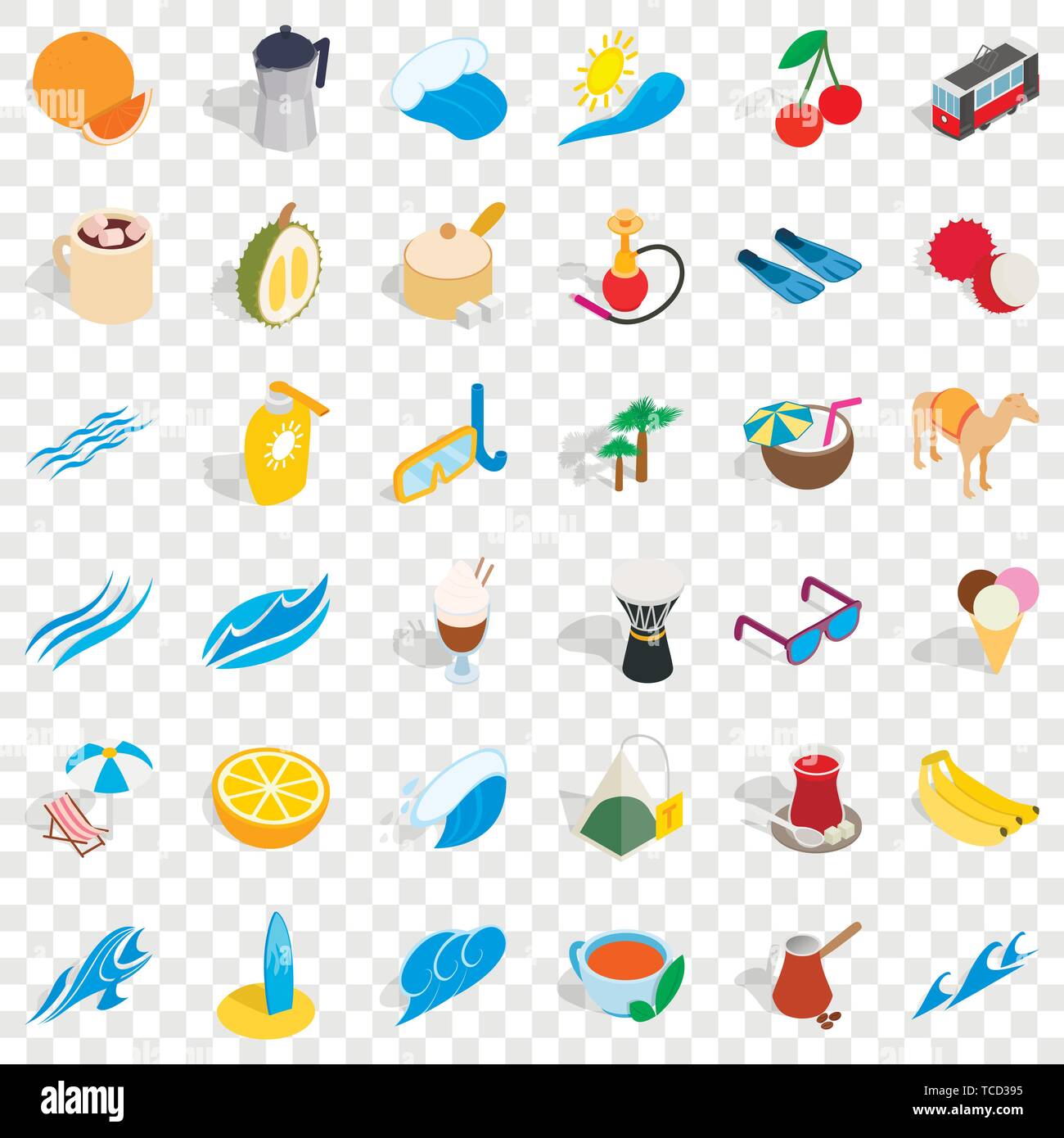 Camel icons set, isometric style Stock Vector