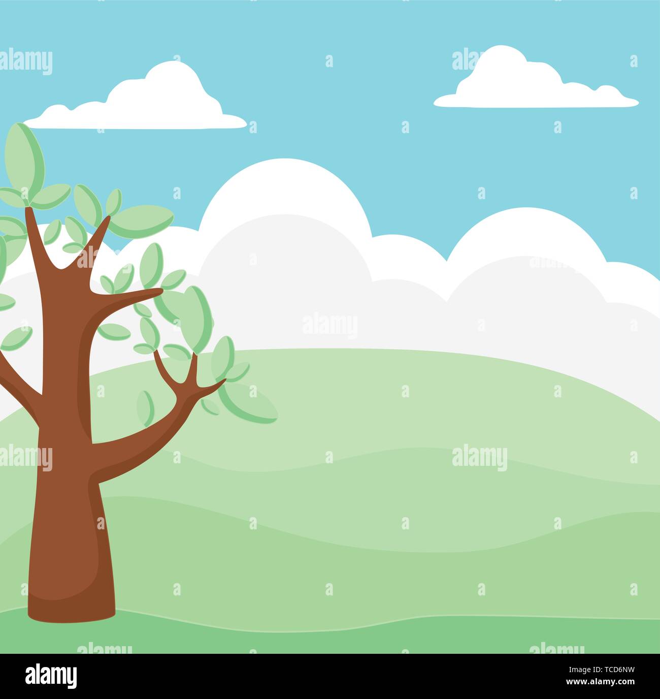 landscape scene nature with tree plant vector illustration design Stock ...