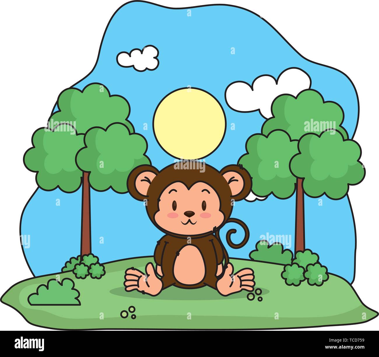 cute monkey in the landscape Stock Vector Image & Art - Alamy