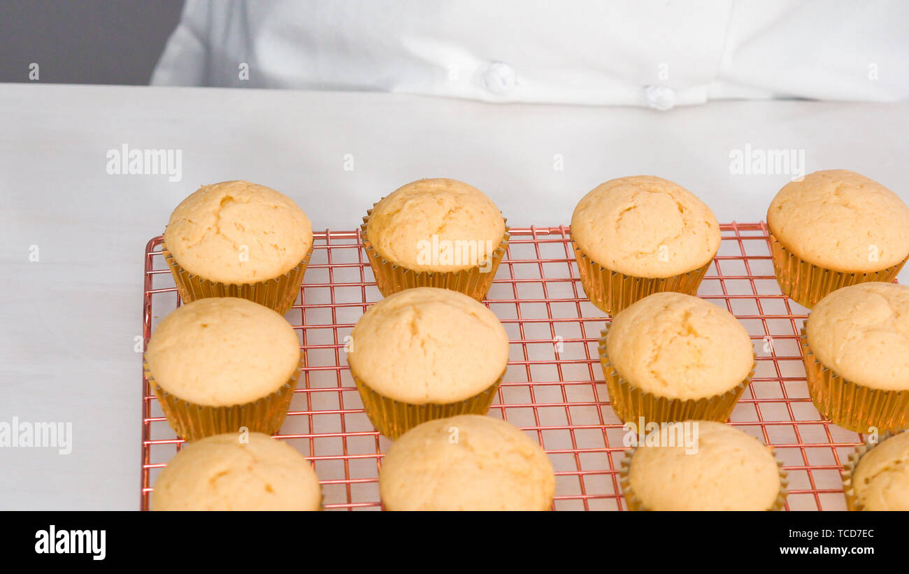 Step By Step Decorating Vanilla Cupcakes With White Buttercream