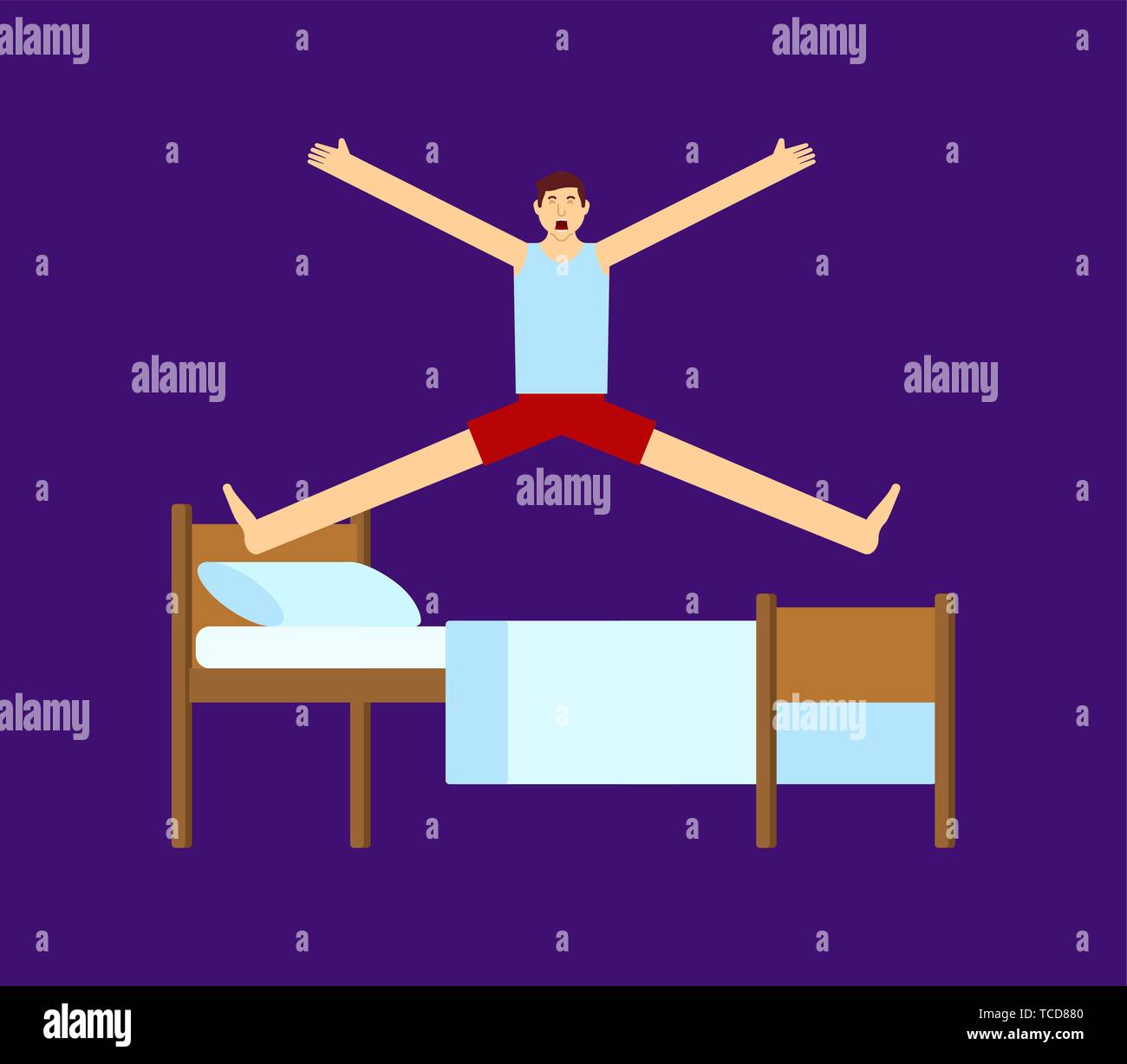 Jump out of bed man Stock Vector Images Alamy