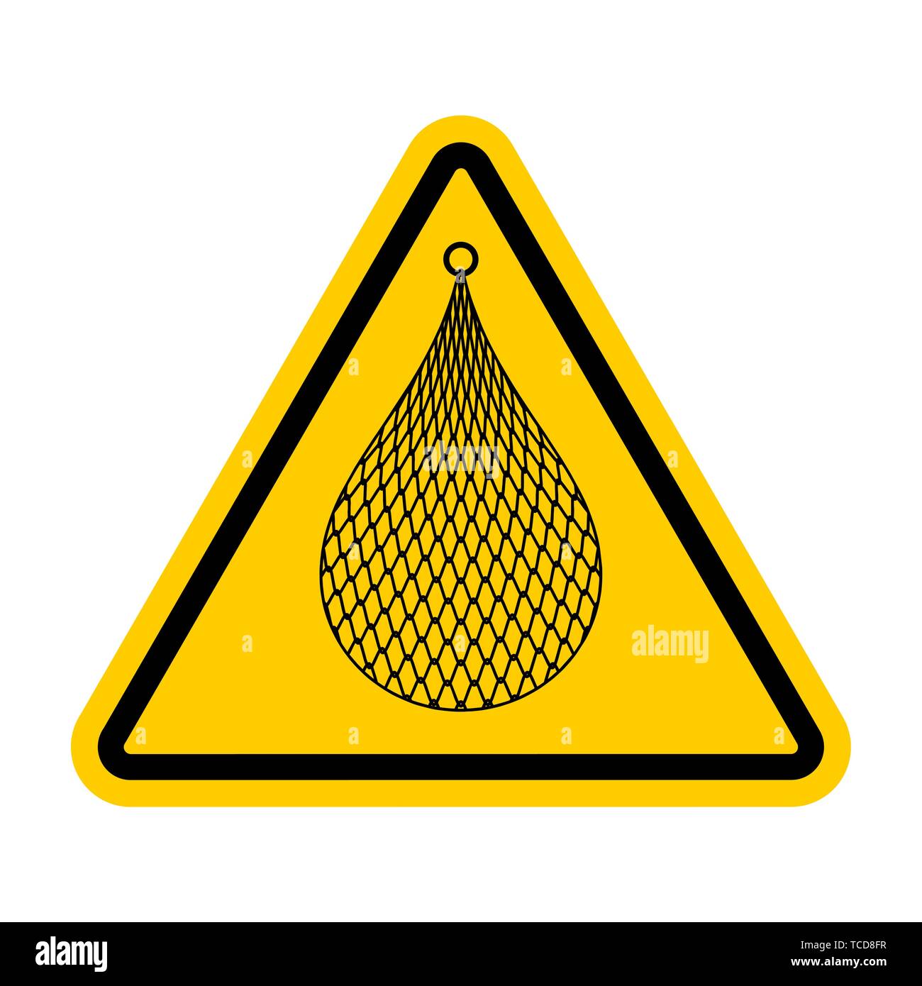 Attention Fishnet. Caution fishing. yellow triangle road sign Stock Vector