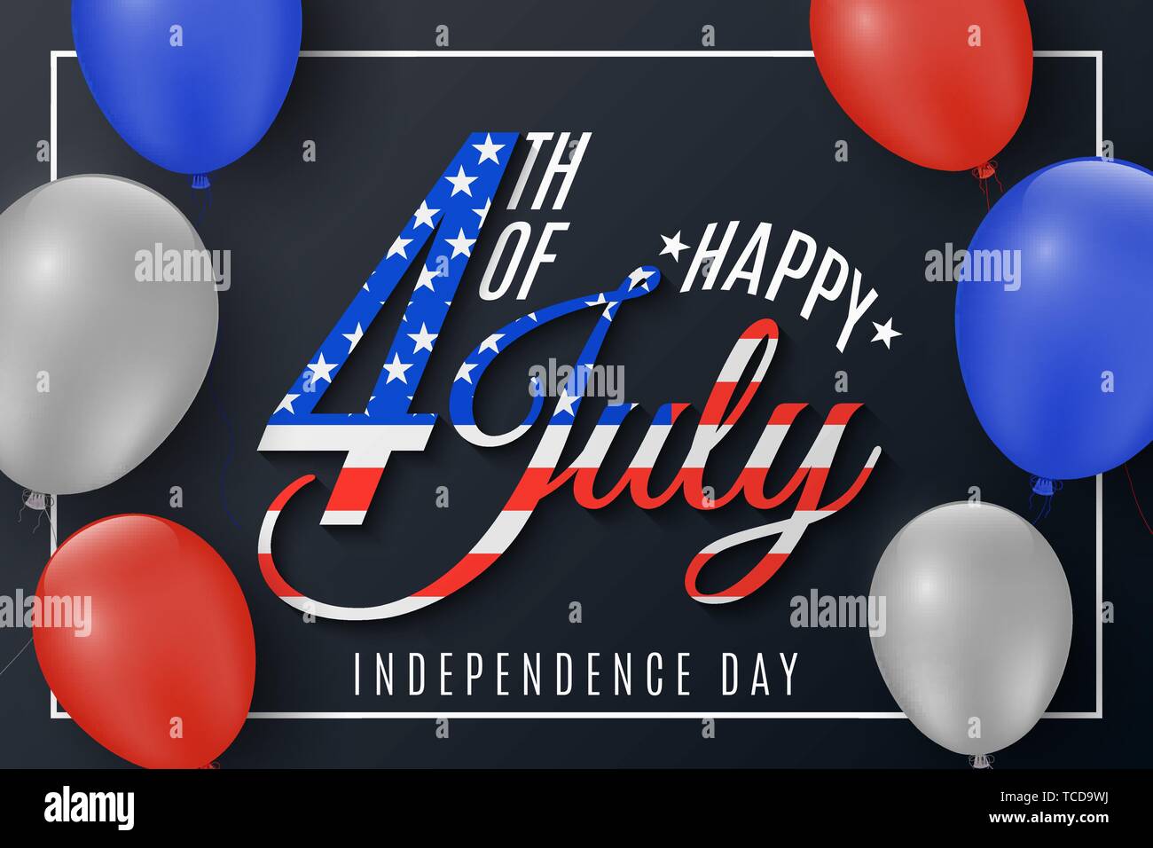 Independence Day Gift Card For 4th Of July Flying Balloons In