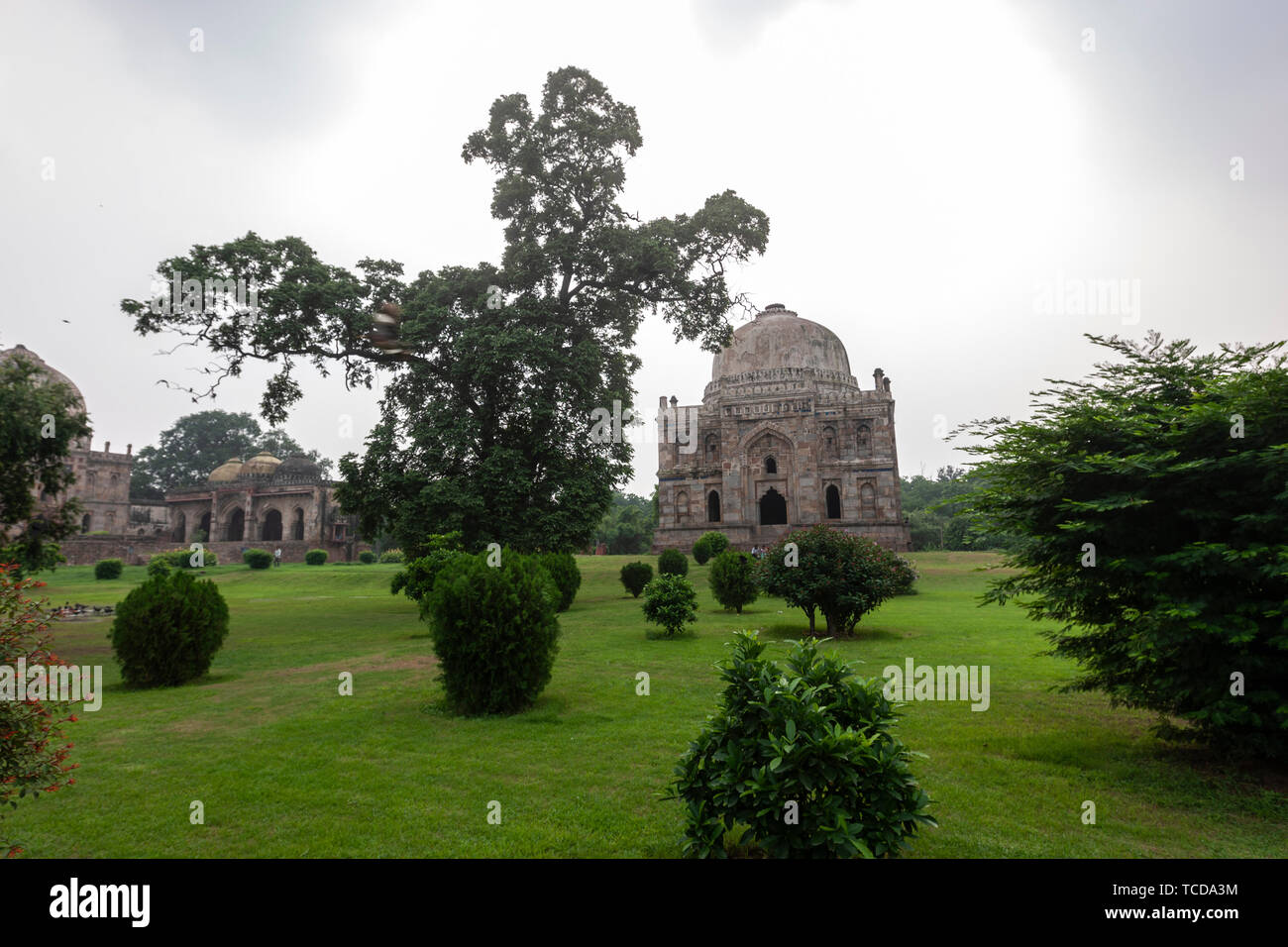 Shisha Gumbad in Front and Bara Gumbad with Mosque at back, Lodi Gardens, New Delhi, India. Stock Photo