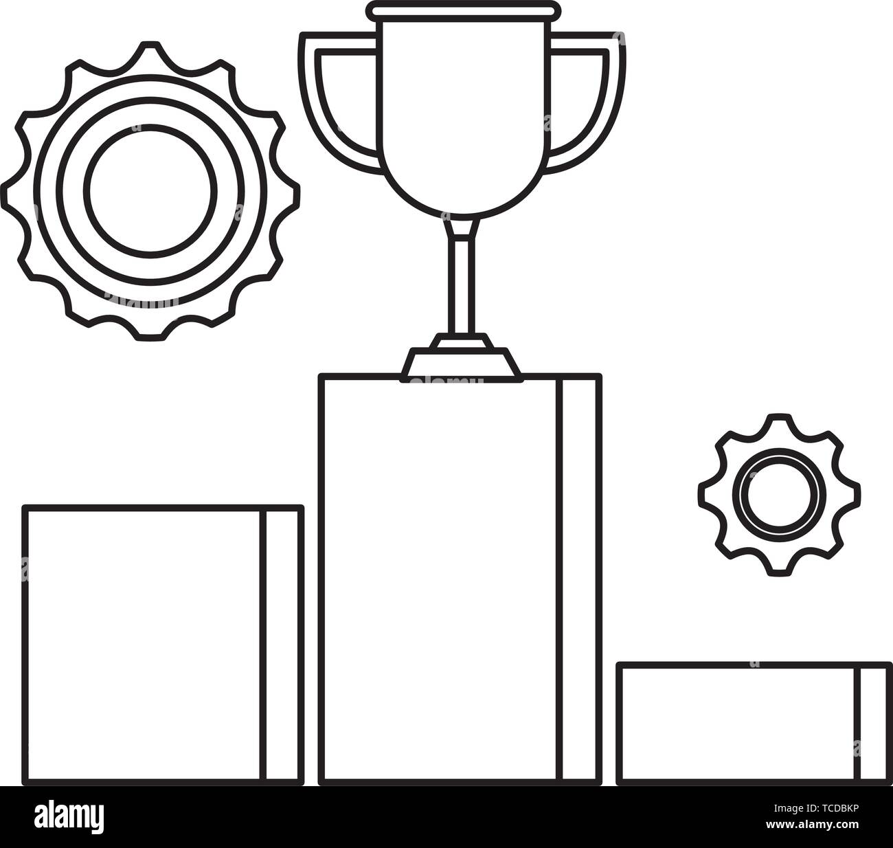 trophy cup award with podium and gears Stock Vector Image & Art - Alamy