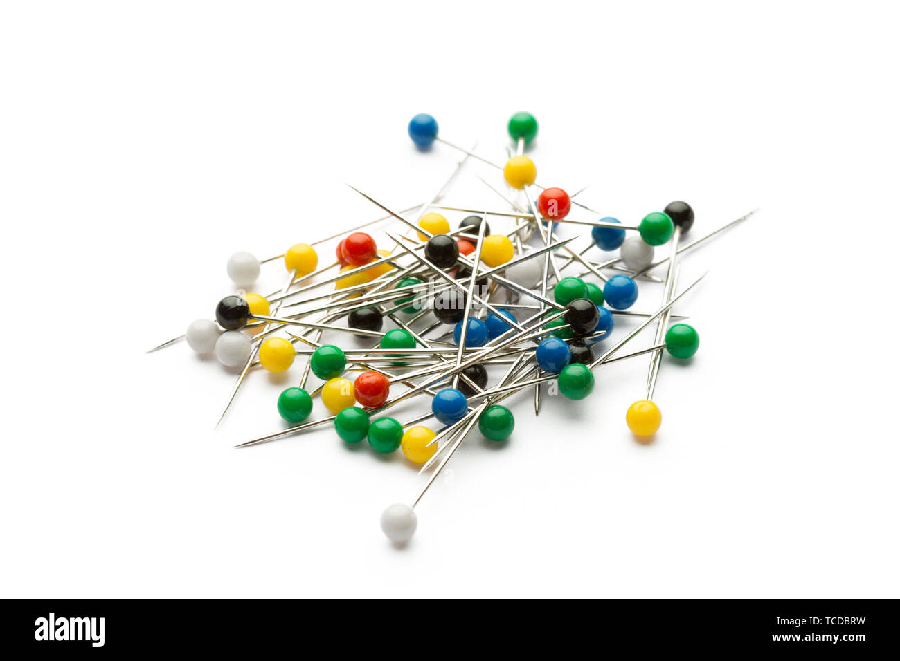 Push pins isolated on white background Stock Photo - Alamy