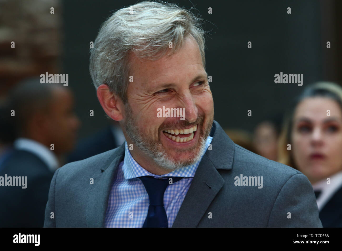 BUENOS AIRES, 06.06.2019: Rogelio Frigerio of Public Work of Argentina during the reception to president of Brazil, Jair Messias Bolsonaro, on his vis Stock Photo