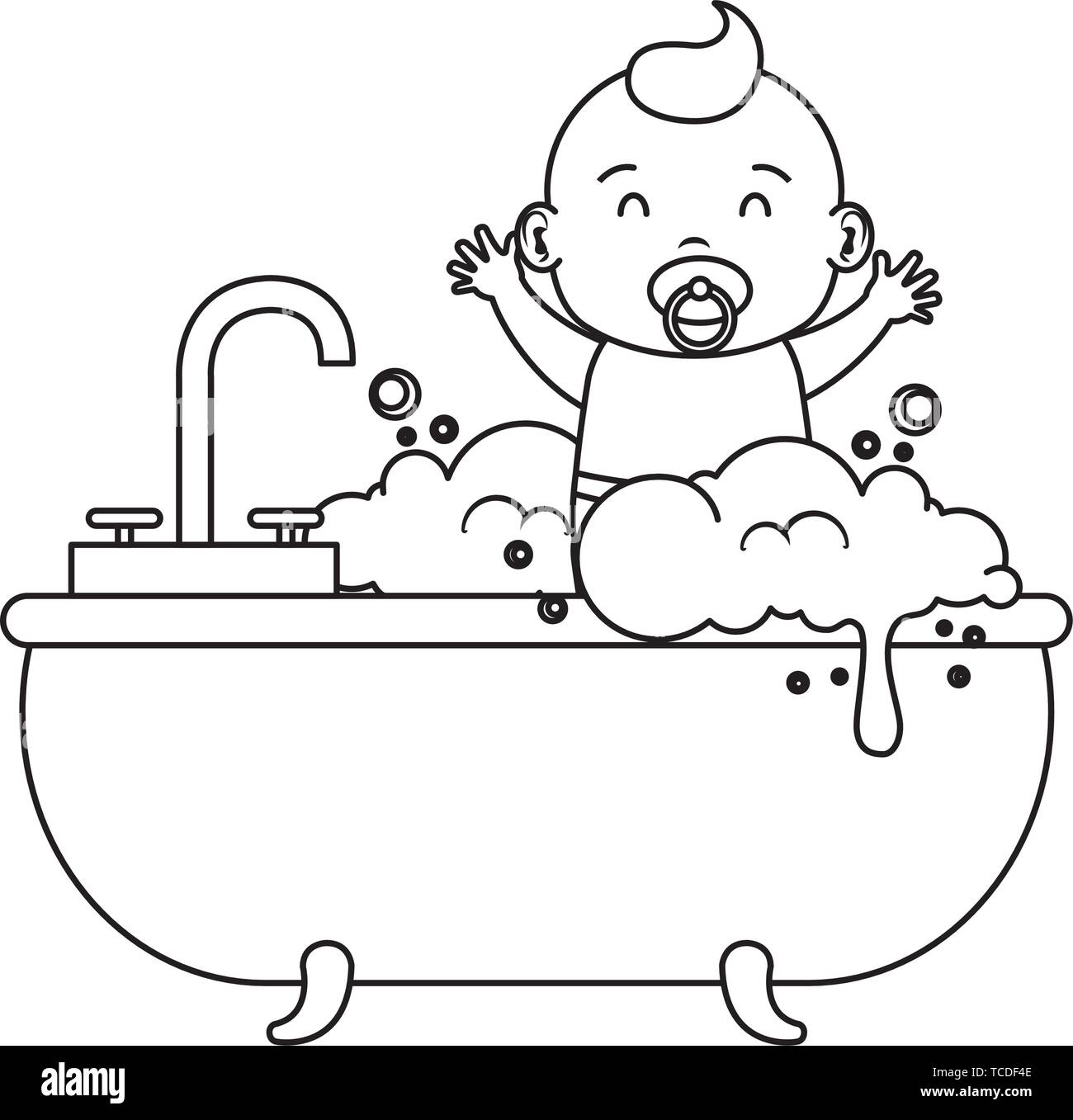 cute little baby boy bathing in the bathtub Stock Vector Image & Art ...