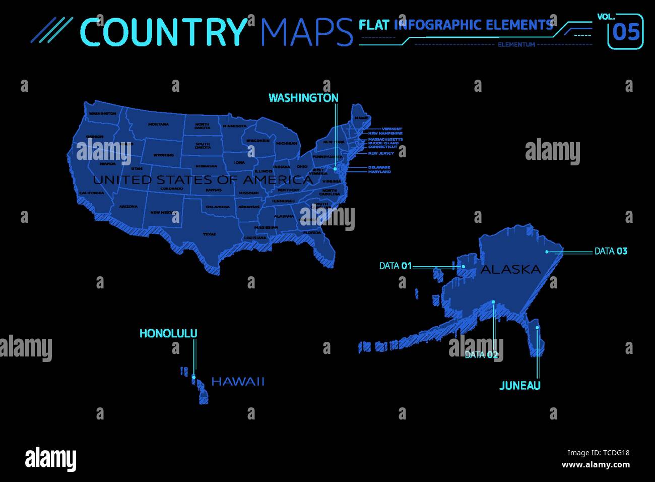 United states map alaska and hawaii - United States Of America Hawaii And Alaska Vector Maps TCDG18