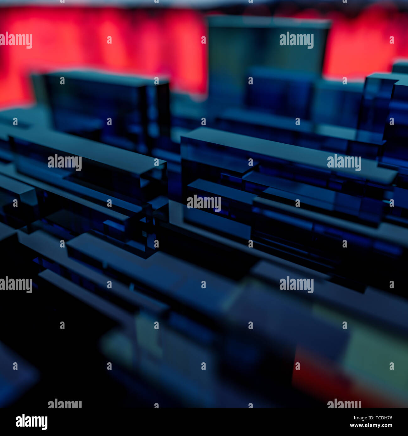 3D Illustration Abstract blue glass 3d geometric background pattern in ...
