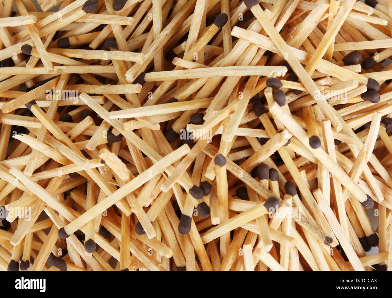 pile of matches closeup Stock Photo
