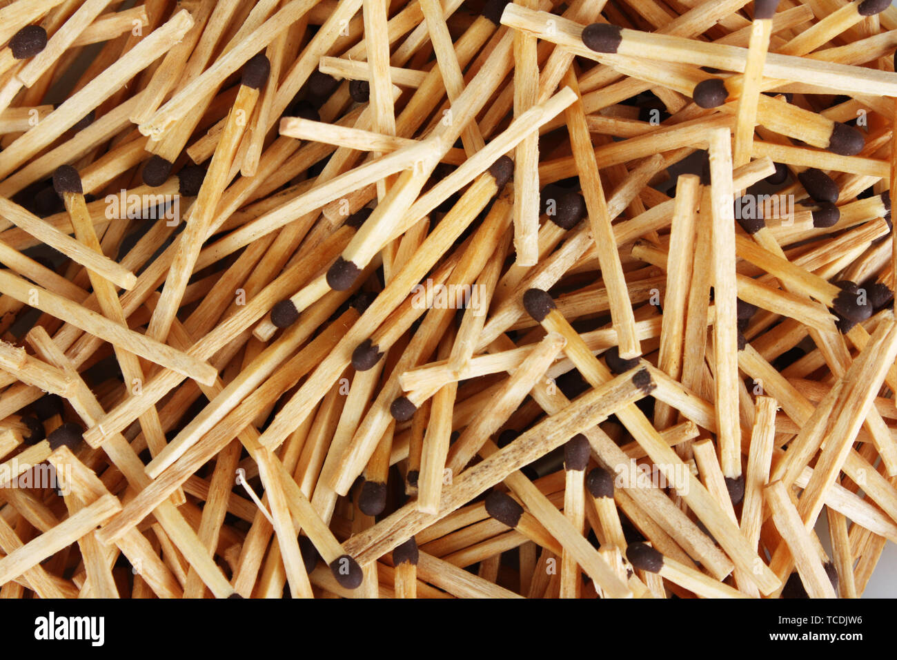 pile of matches closeup Stock Photo
