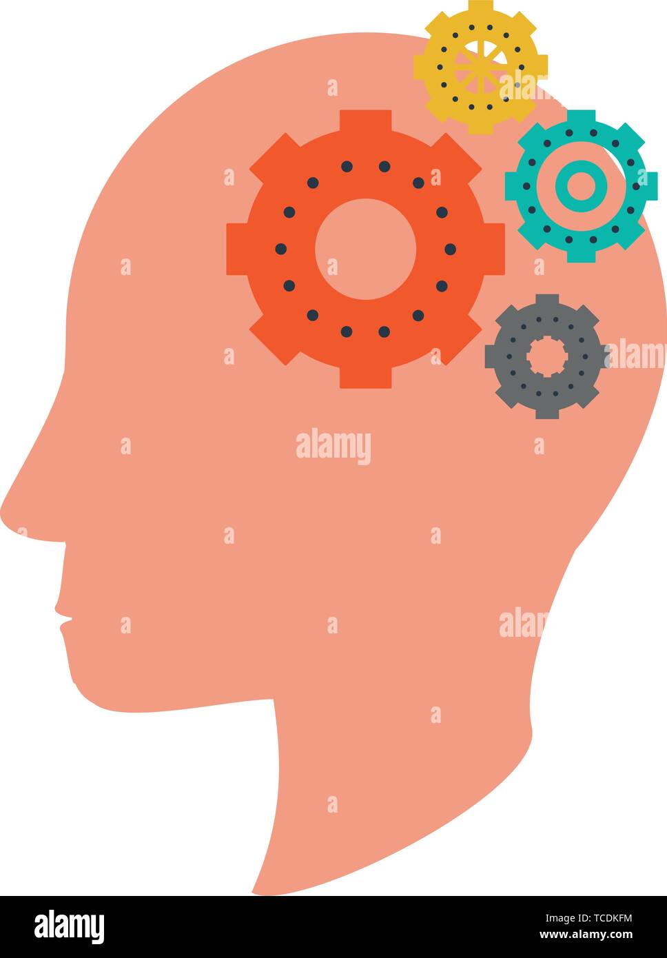 Human head silhouette with gears symbol Stock Vector Image & Art - Alamy