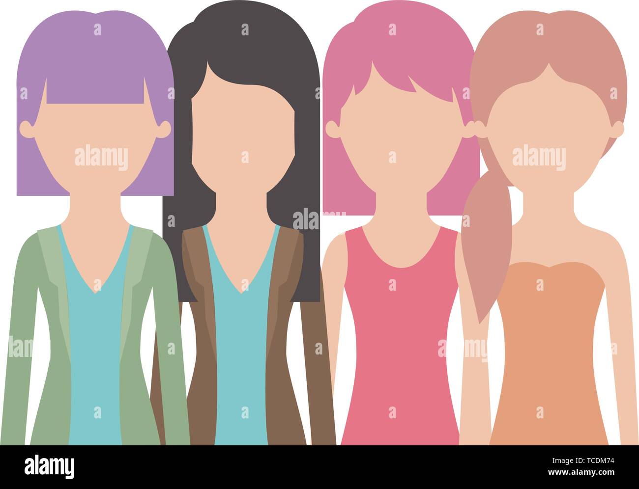 Faceless Women In Half Body With Casual Clothes And Long And Short