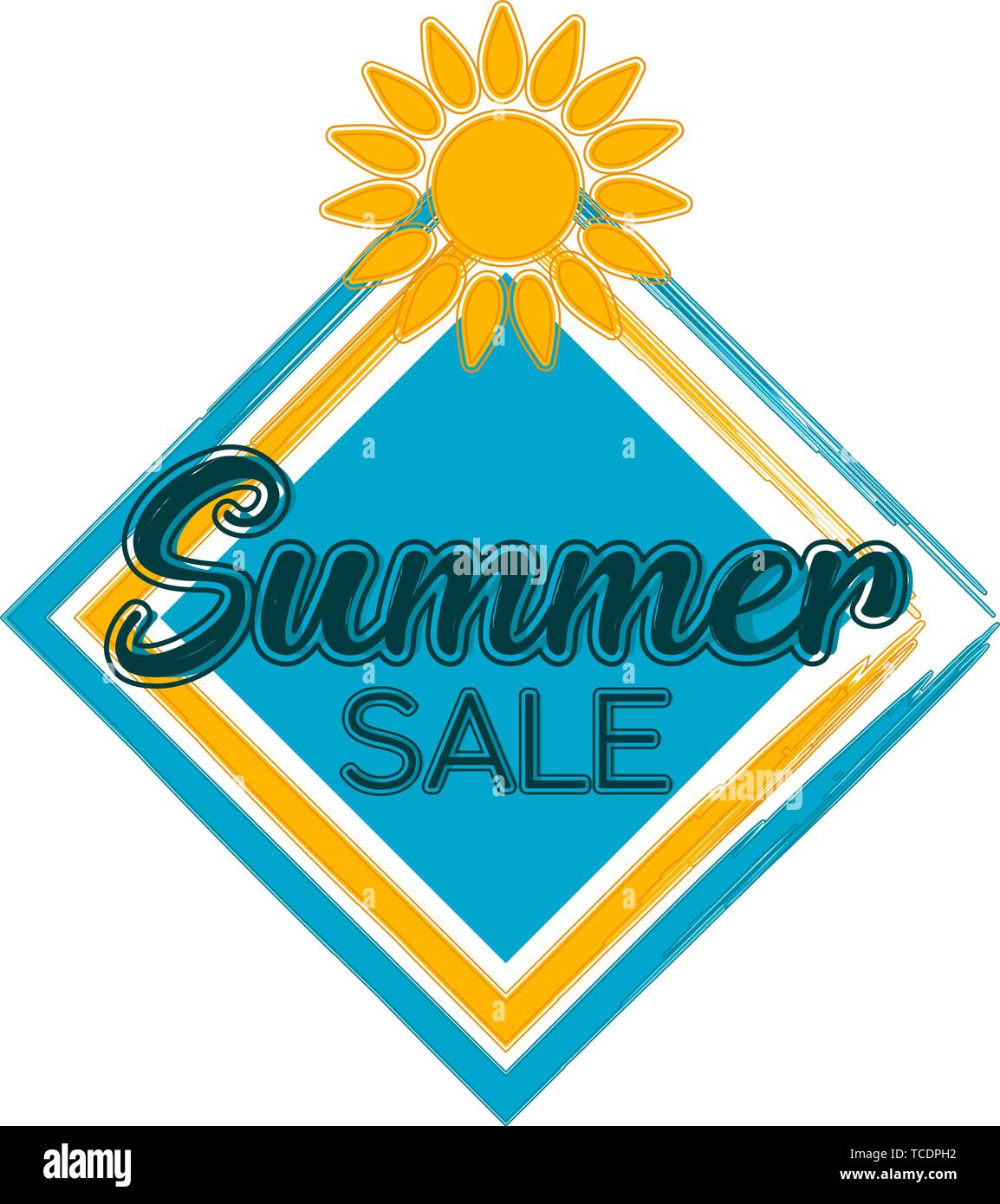 Sun Sales Summer sale label with a sun on a frame - Vector Stock Vector Image ...