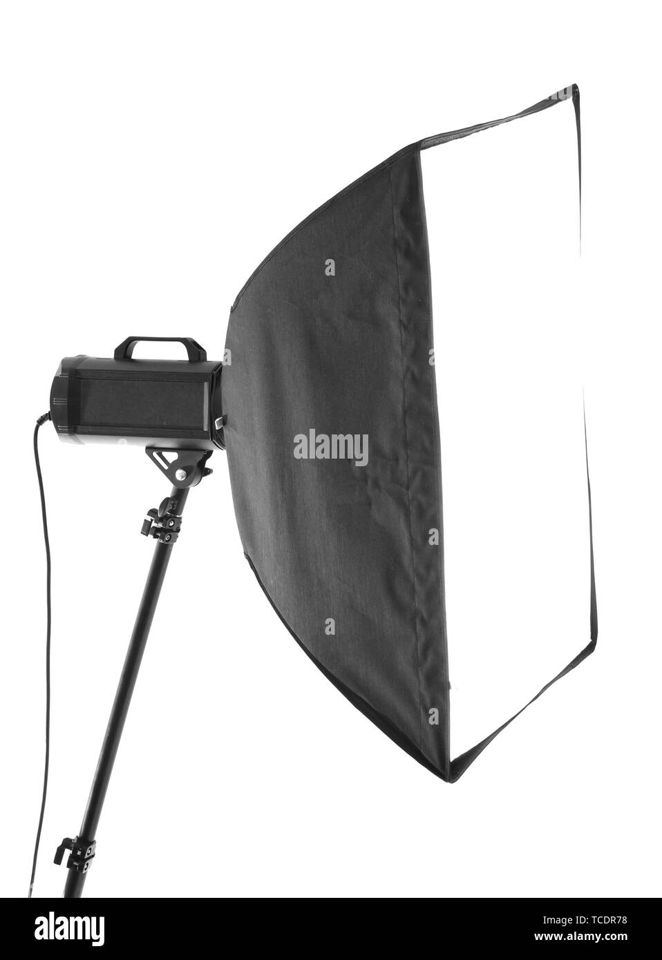 Studio flash with softbox isolated on a white background Stock Photo