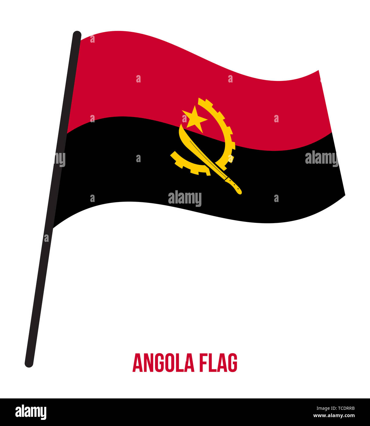 Angola Flag Waving Vector Illustration on White Background. Angola