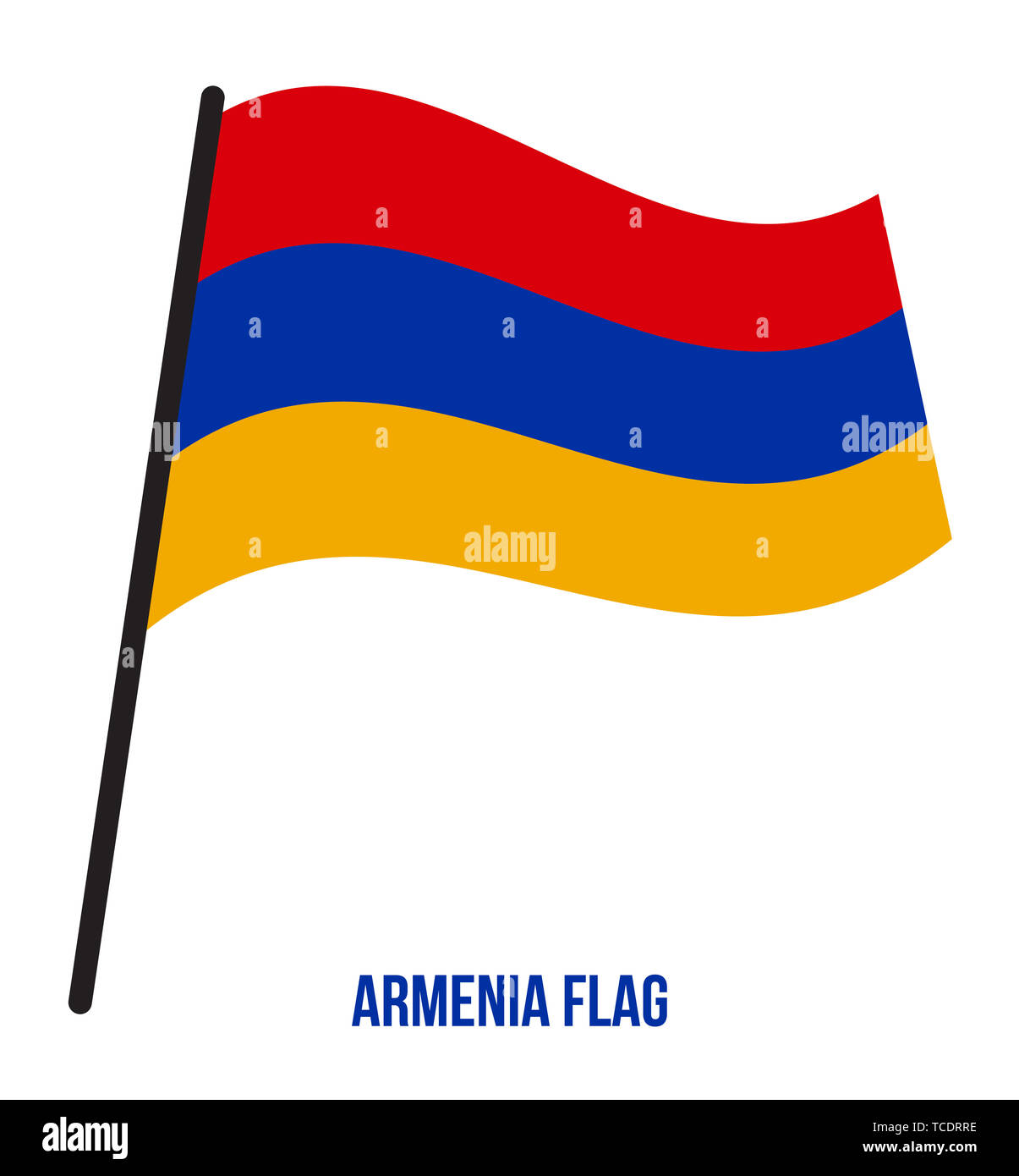 Armenia Flag Waving Vector Illustration on White Background. Armenia National Flag. Stock Photo