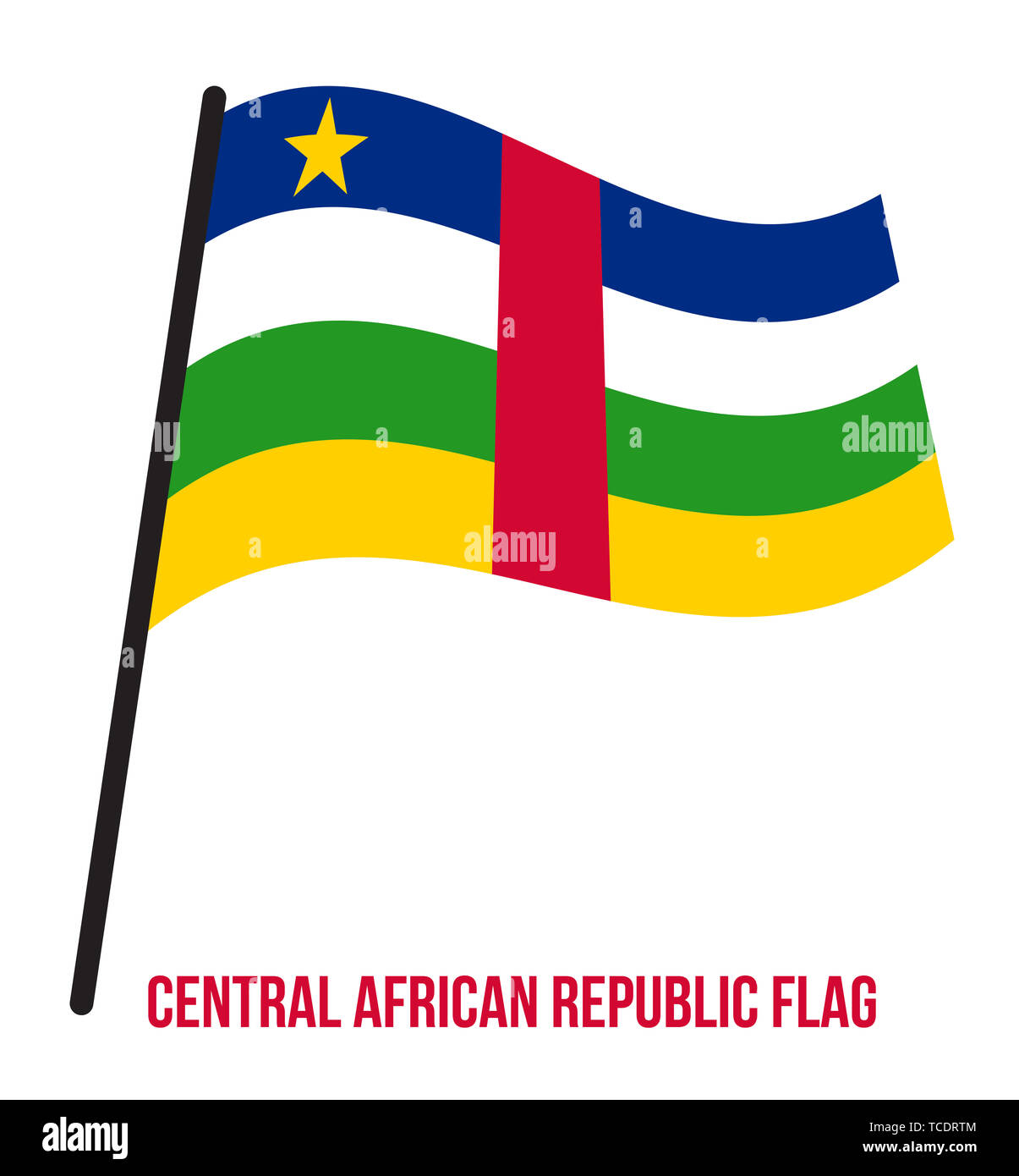 Central African Republic Flag Waving Vector Illustration on White ...