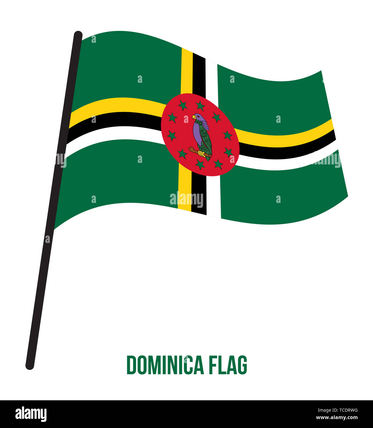 Dominica Flag Waving Vector Illustration on White Background. Dominica ...