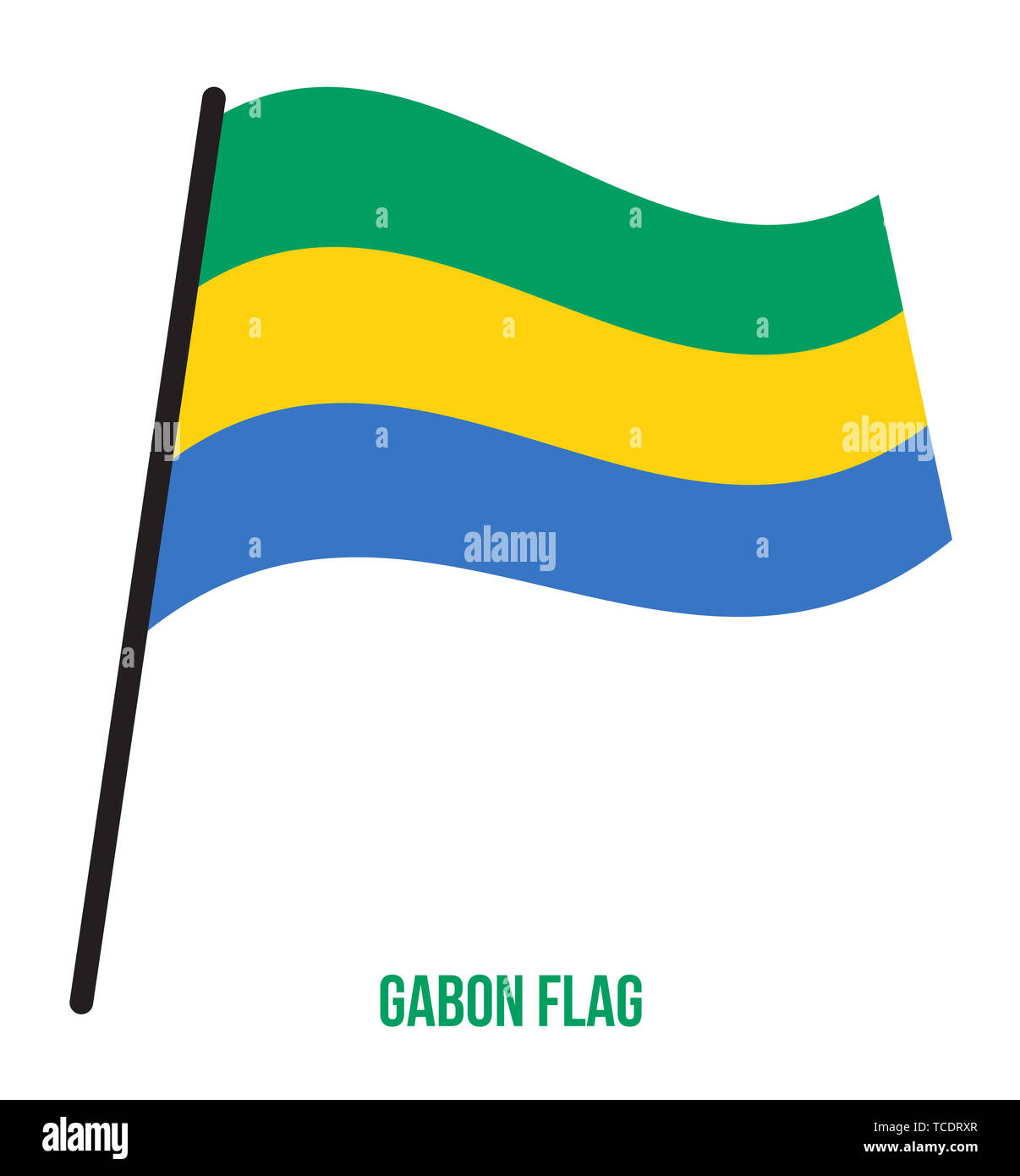 Gabon Flag Waving Vector Illustration on White Background. Gabon ...