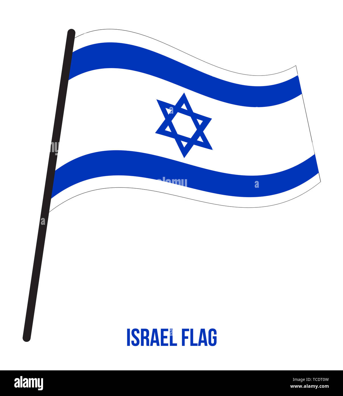 Israel Flag Waving Vector Illustration on White Background. Israel National Flag. Stock Photo