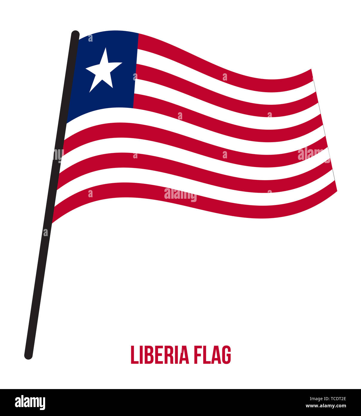 Liberia Flag Waving Vector Illustration on White Background. Liberia