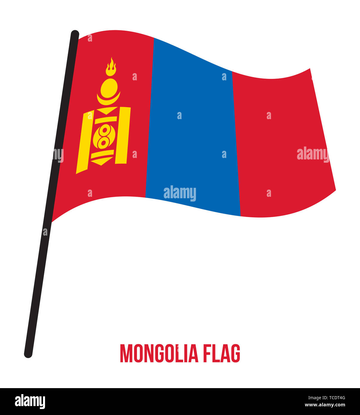 Mongolia Flag Waving Vector Illustration on White Background. Mongolia