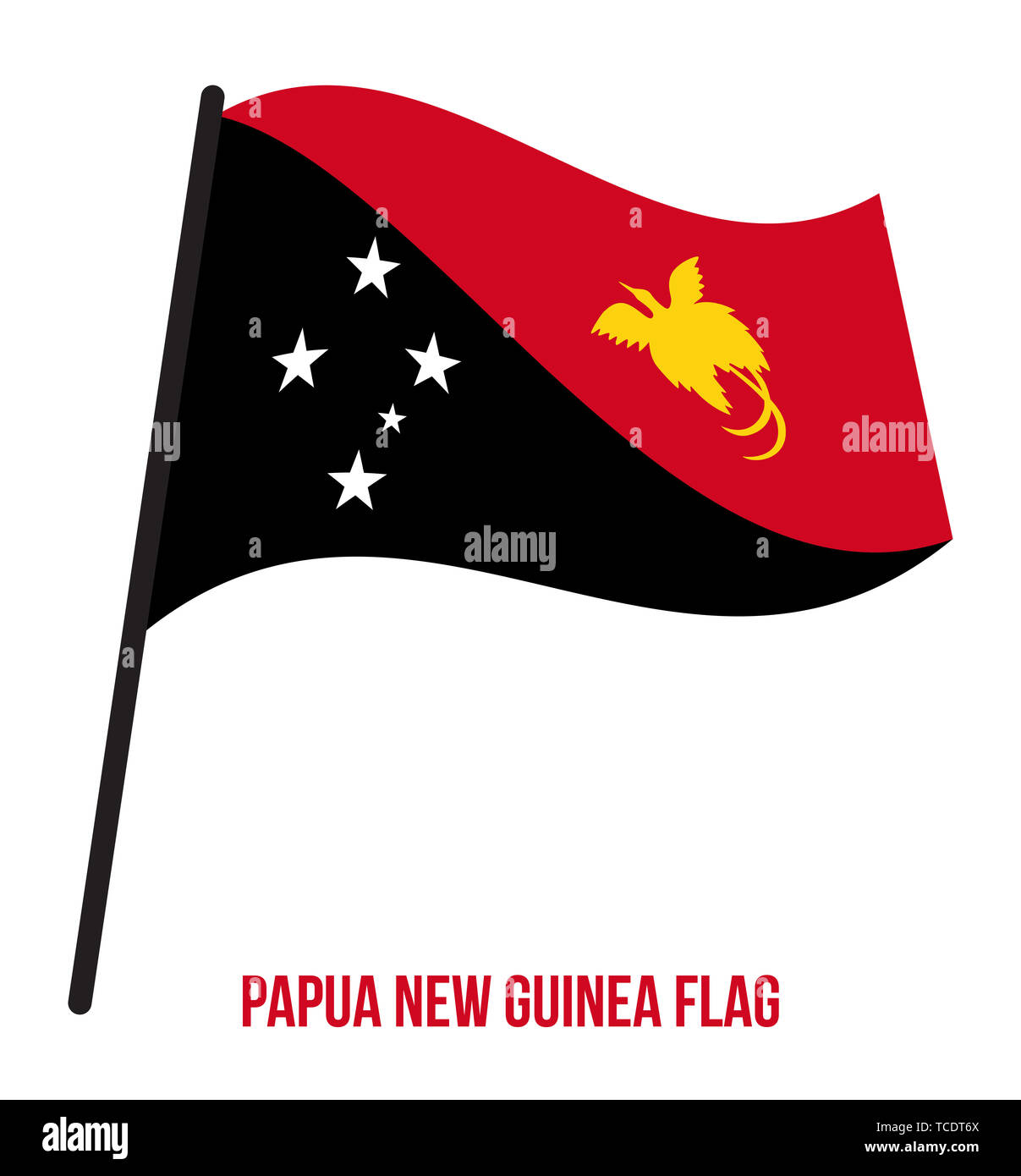 Papua New Guinea Flag Waving Vector Illustration on White Background. Papua New Guinea National ...
