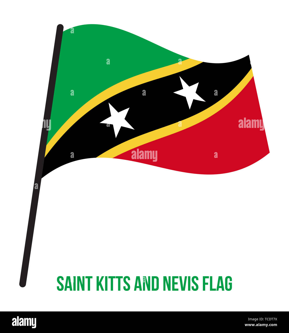 Saint Kitts And Nevis Flag Waving Vector Illustration On White Background Saint Kitts And Nevis 4577