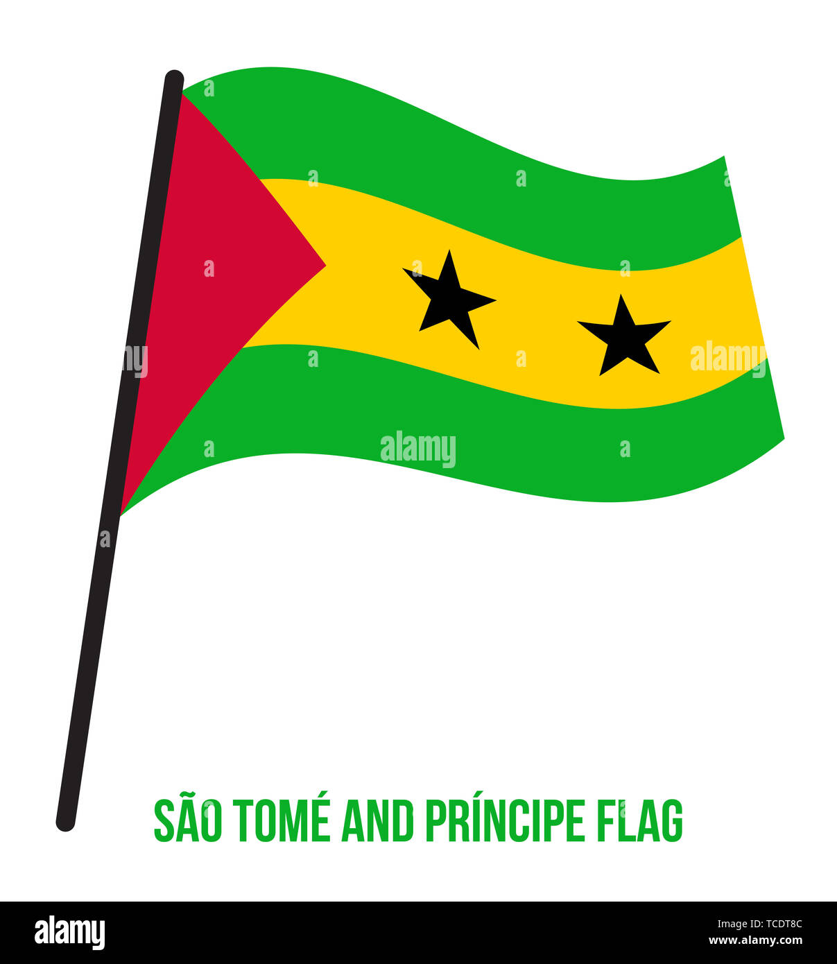 Sao Tome and Principe Flag Waving Vector Illustration on White