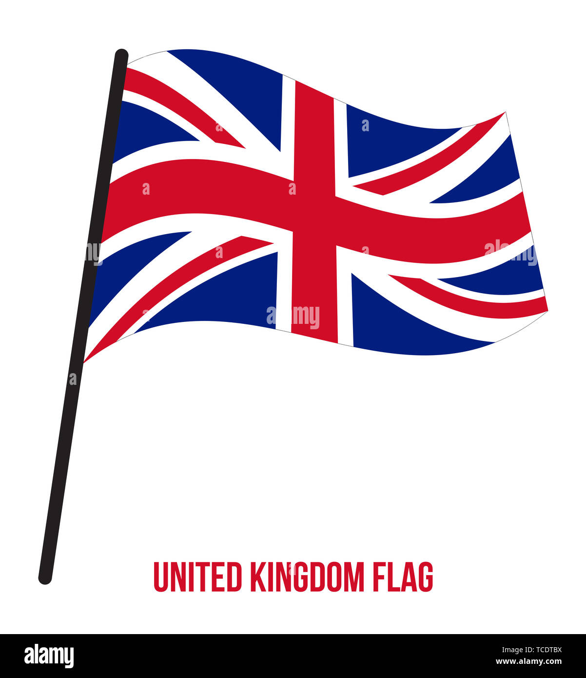 United Kingdom Flag Waving Vector Illustration on White Background. United Kingdom National Flag. Stock Photo