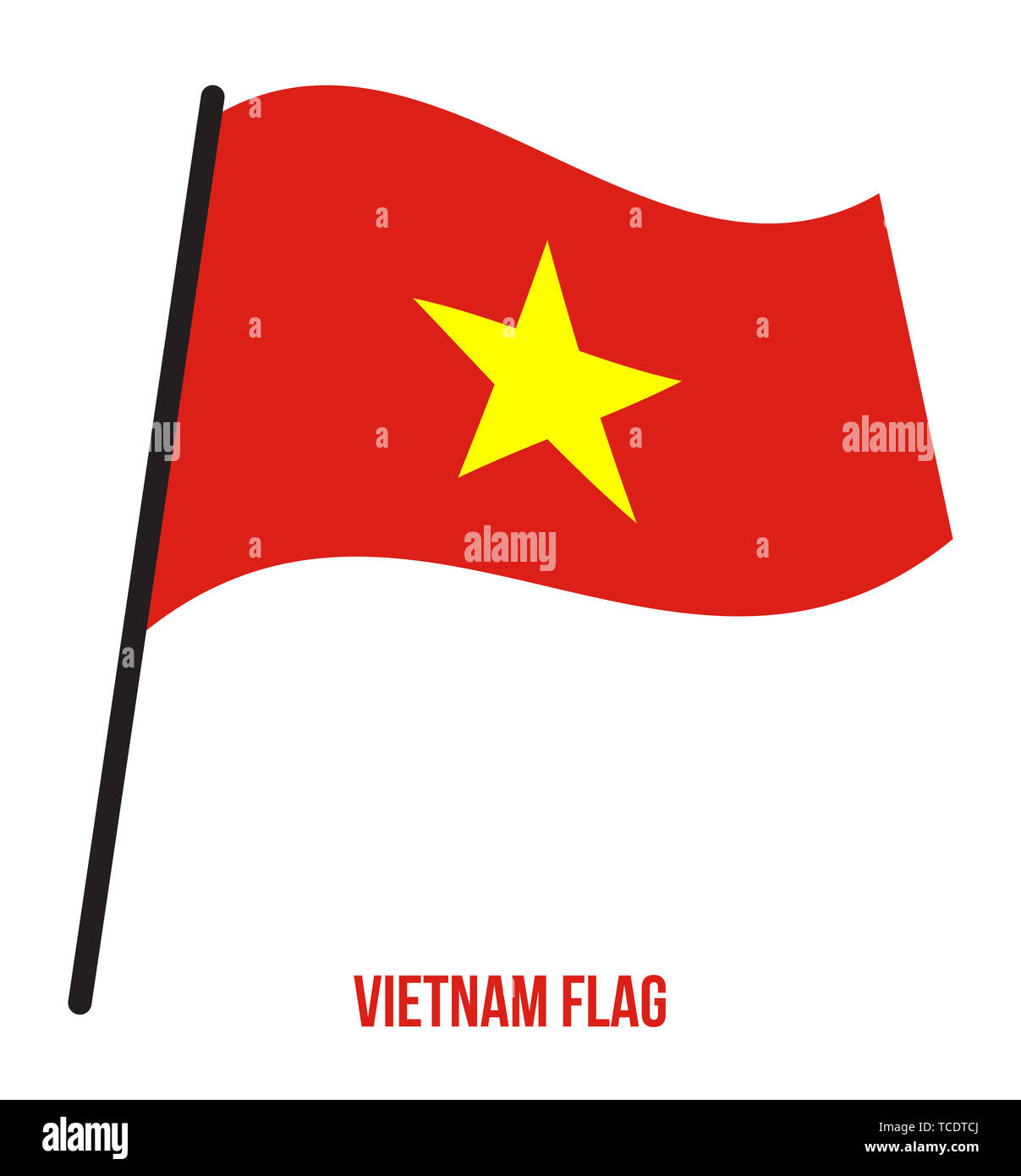 Vietnam Flag Waving Vector Illustration on White Background. Vietnam National Flag. Stock Photo