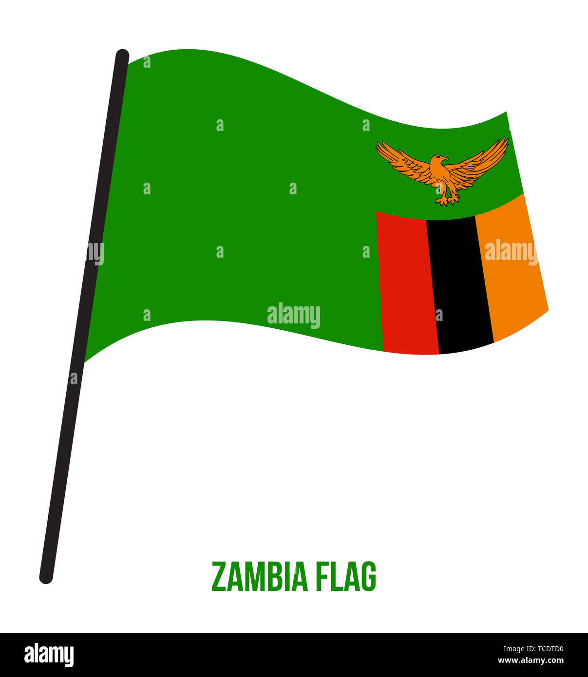 Zambia Flag Waving Vector Illustration on White Background. Zambia ...